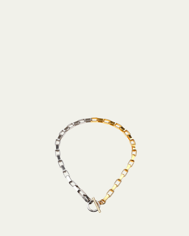 Two-Tone 3D Rectangular Link Necklace